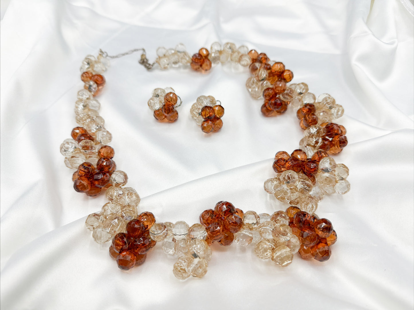 Cluster Faceted Bead Necklace & Earrings Set