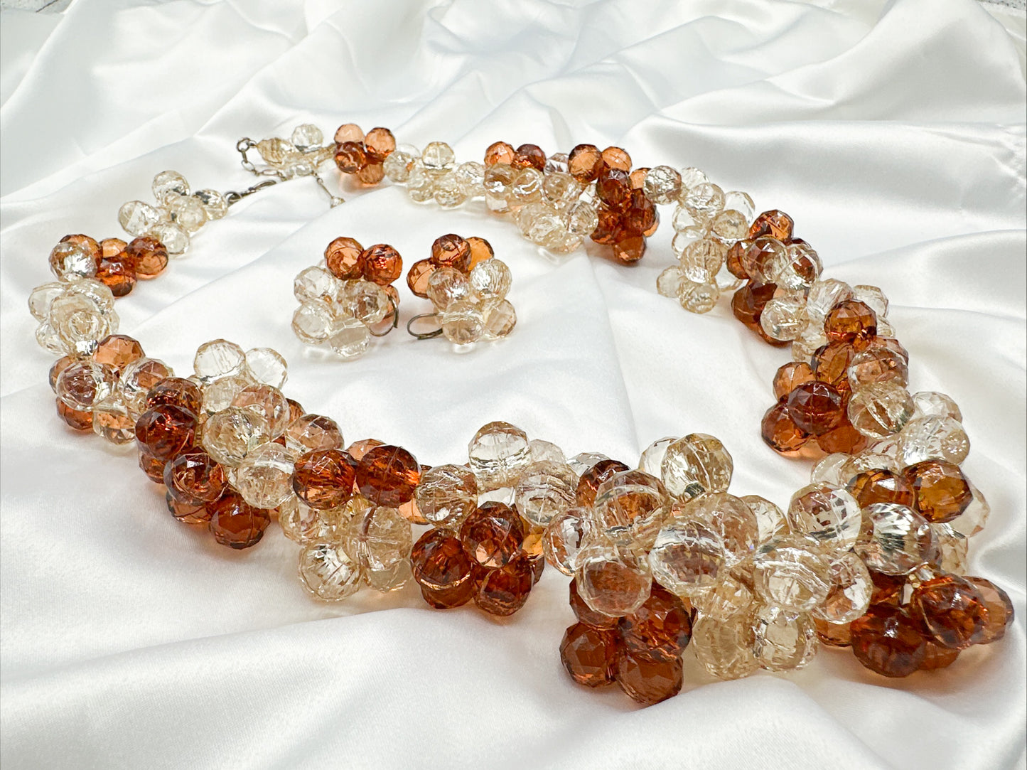 Cluster Faceted Bead Necklace & Earrings Set